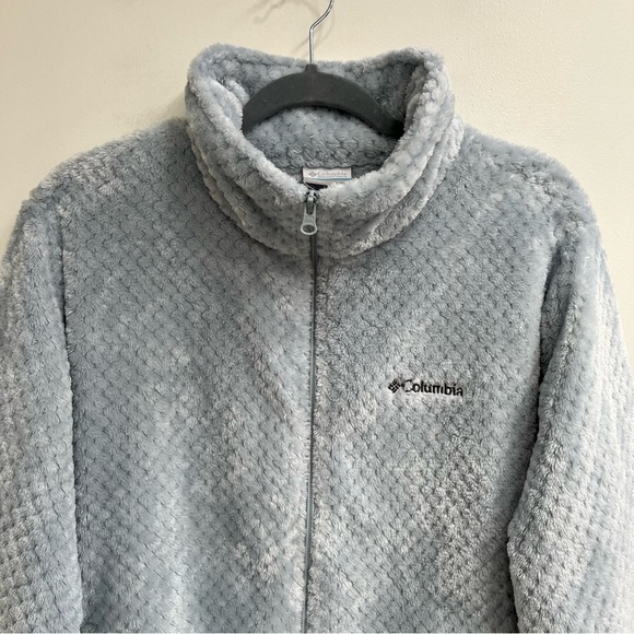 Columbia Women’s Full Zip Fleece Jacket Shacket Ice Blue Gray Outdoor Pockets XL - Picture 3 of 12